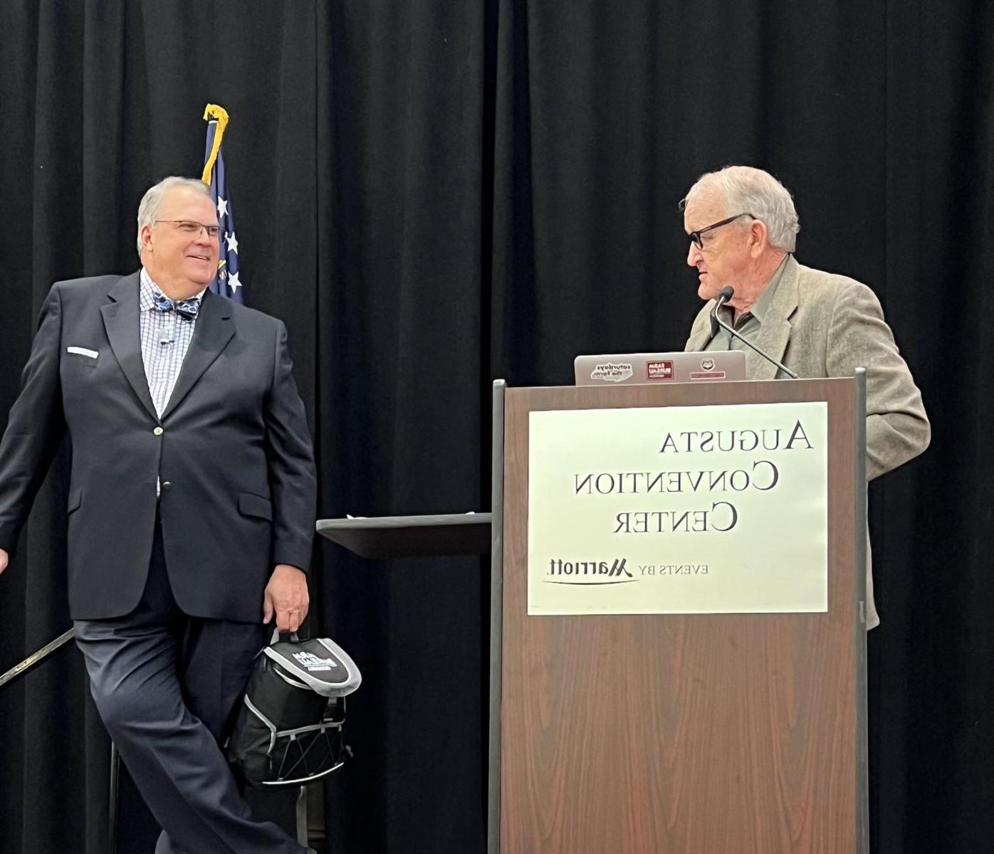 GFB President Tom McCall thanks Roger Rickard of Voices in Advocacy for his keynote address at the Presidents' Conference earlier this week